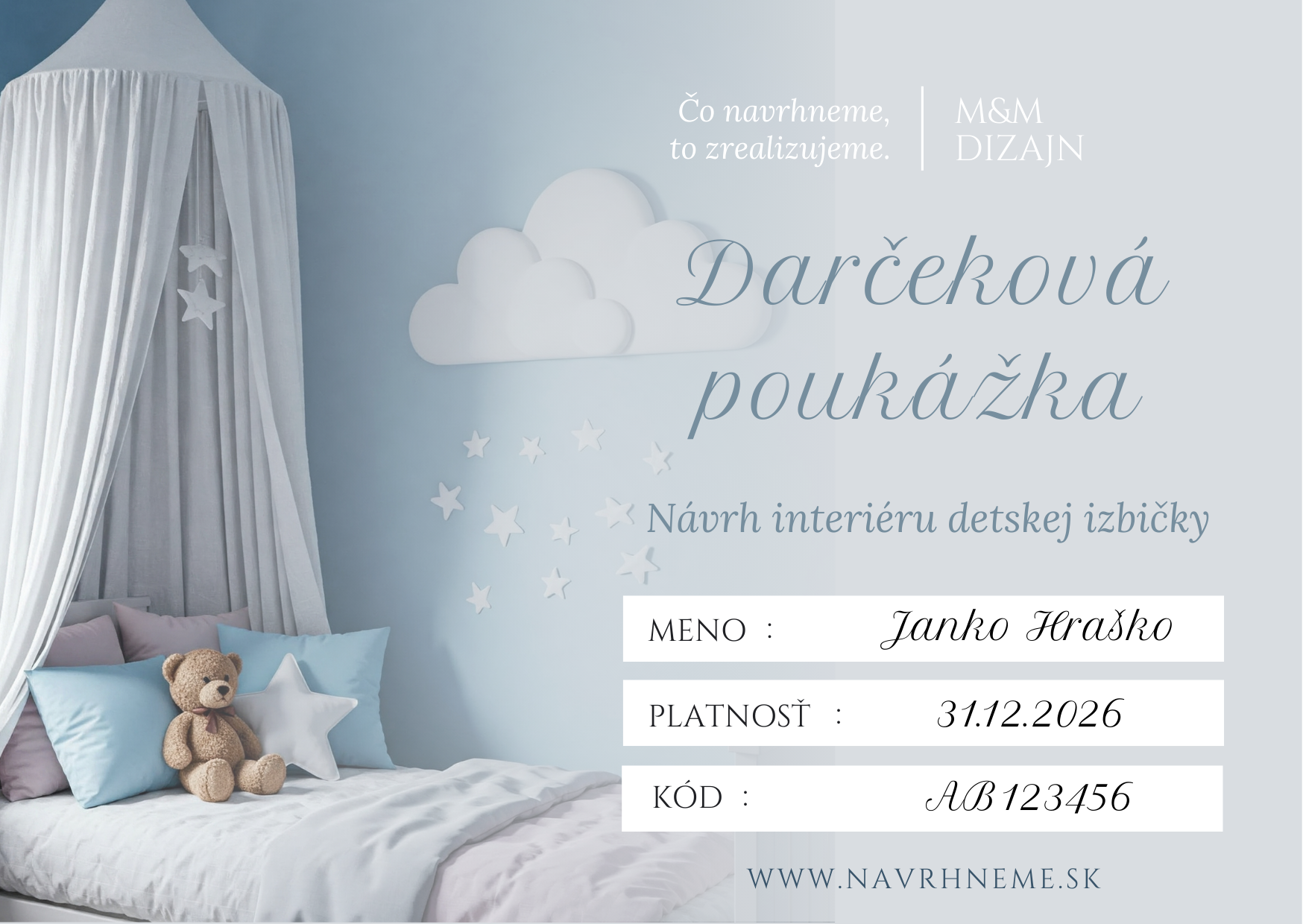 Darčeková poukážka na návrh interiéru